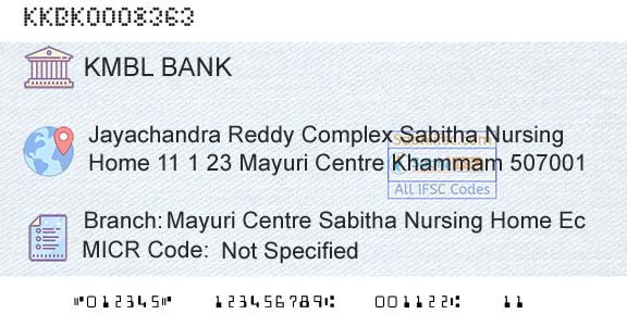 Kotak Mahindra Bank Limited Mayuri Centre Sabitha Nursing Home EcBranch 