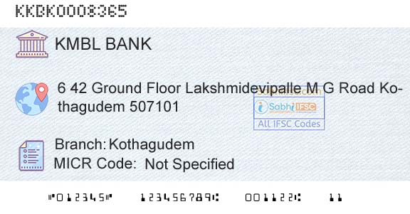 Kotak Mahindra Bank Limited KothagudemBranch 
