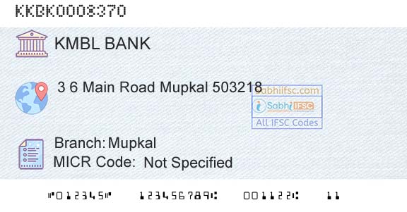 Kotak Mahindra Bank Limited MupkalBranch 