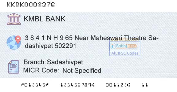 Kotak Mahindra Bank Limited SadashivpetBranch 