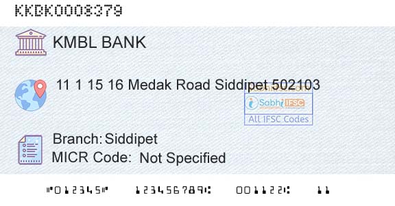 Kotak Mahindra Bank Limited SiddipetBranch 