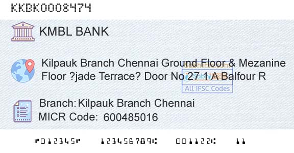 Kotak Mahindra Bank Limited Kilpauk Branch ChennaiBranch 