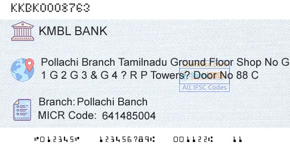 Kotak Mahindra Bank Limited Pollachi BanchBranch 