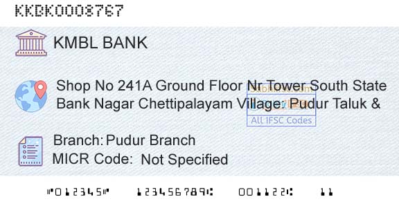 Kotak Mahindra Bank Limited Pudur BranchBranch 