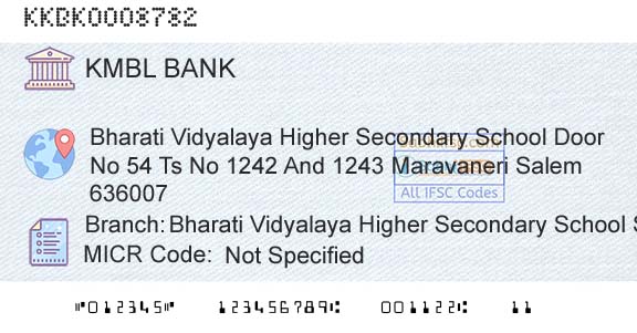 Kotak Mahindra Bank Limited Bharati Vidyalaya Higher Secondary School SalemBranch 