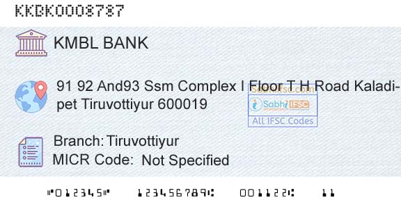Kotak Mahindra Bank Limited TiruvottiyurBranch 