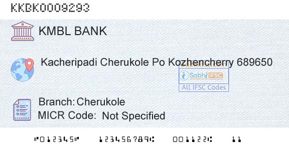 Kotak Mahindra Bank Limited CherukoleBranch 