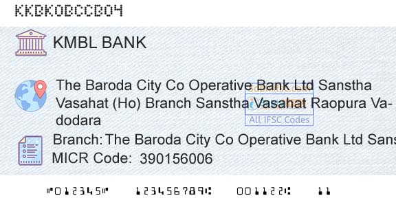 Kotak Mahindra Bank Limited The Baroda City Co Operative Bank Ltd Sanstha VasaBranch 
