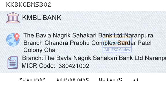 Kotak Mahindra Bank Limited The Bavla Nagrik Sahakari Bank Ltd Naranpura BrancBranch 
