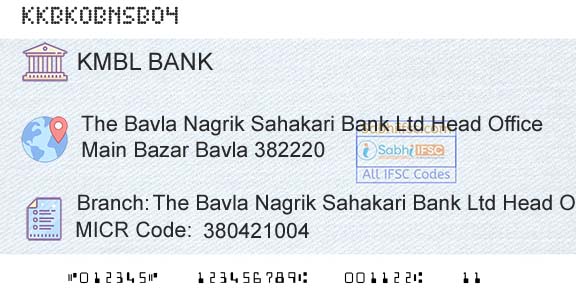 Kotak Mahindra Bank Limited The Bavla Nagrik Sahakari Bank Ltd Head OfficeBranch 