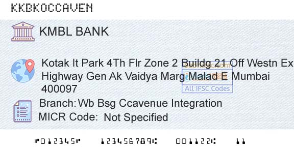 Kotak Mahindra Bank Limited Wb Bsg Ccavenue IntegrationBranch 