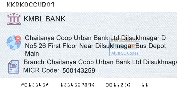 Kotak Mahindra Bank Limited Chaitanya Coop Urban Bank Ltd DilsukhnagarBranch 