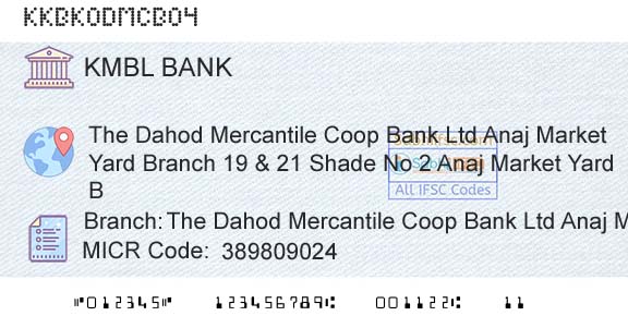 Kotak Mahindra Bank Limited The Dahod Mercantile Coop Bank Ltd Anaj Market YarBranch 