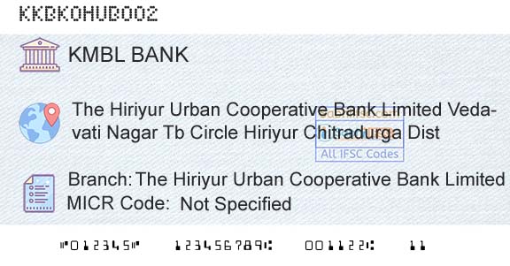 Kotak Mahindra Bank Limited The Hiriyur Urban Cooperative Bank Limited VedavatBranch 