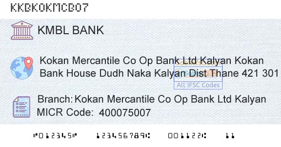 Kotak Mahindra Bank Limited Kokan Mercantile Co Op Bank Ltd KalyanBranch 
