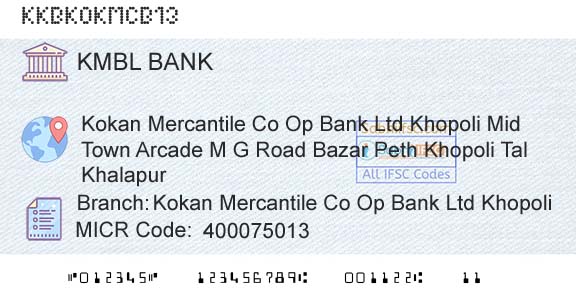 Kotak Mahindra Bank Limited Kokan Mercantile Co Op Bank Ltd KhopoliBranch 