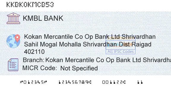 Kotak Mahindra Bank Limited Kokan Mercantile Co Op Bank Ltd ShrivardhanBranch 