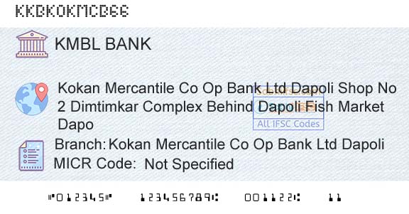Kotak Mahindra Bank Limited Kokan Mercantile Co Op Bank Ltd DapoliBranch 