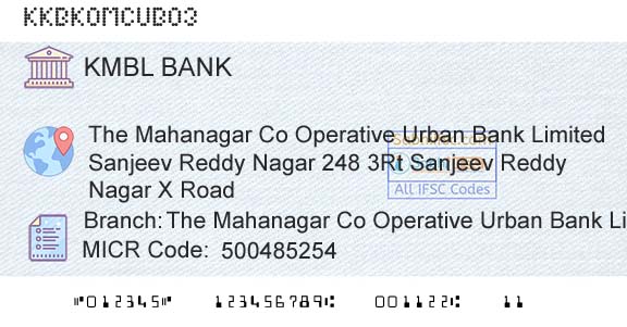Kotak Mahindra Bank Limited The Mahanagar Co Operative Urban Bank Limited SanjBranch 