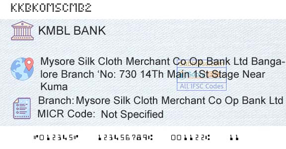 Kotak Mahindra Bank Limited Mysore Silk Cloth Merchant Co Op Bank Ltd BangalorBranch 