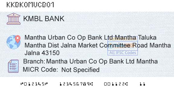 Kotak Mahindra Bank Limited Mantha Urban Co Op Bank Ltd ManthaBranch 