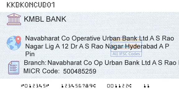Kotak Mahindra Bank Limited Navabharat Co Op Urban Bank Ltd A S Rao NagarBranch 