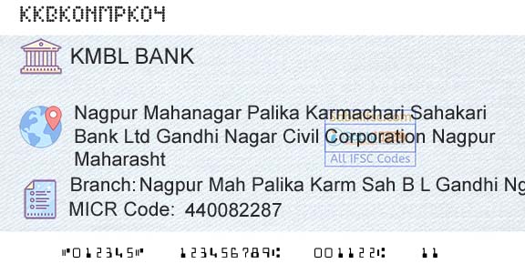 Kotak Mahindra Bank Limited Nagpur Mah Palika Karm Sah B L Gandhi NgBranch 