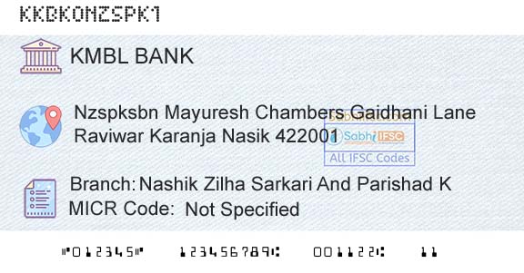 Kotak Mahindra Bank Limited Nashik Zilha Sarkari And Parishad KBranch 