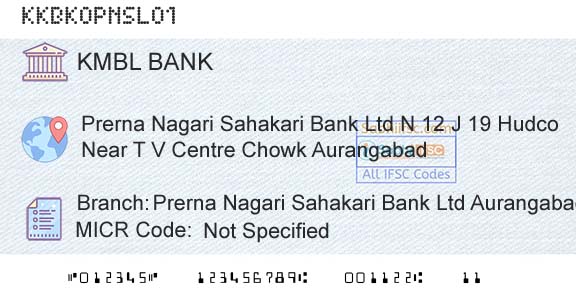 Kotak Mahindra Bank Limited Prerna Nagari Sahakari Bank Ltd AurangabadBranch 