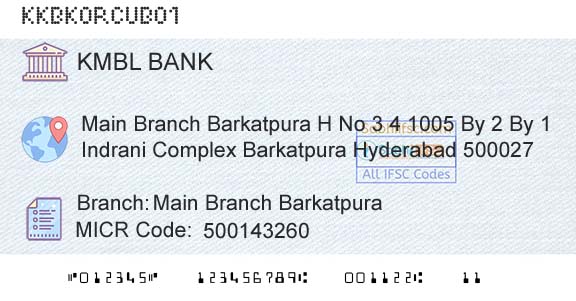 Kotak Mahindra Bank Limited Main Branch BarkatpuraBranch 