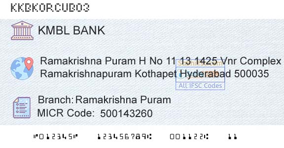 Kotak Mahindra Bank Limited Ramakrishna PuramBranch 