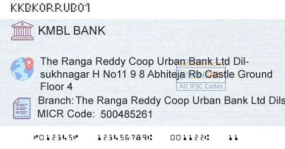 Kotak Mahindra Bank Limited The Ranga Reddy Coop Urban Bank Ltd DilsukhnagarBranch 