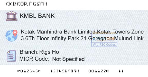 Kotak Mahindra Bank Limited Rtgs HoBranch 