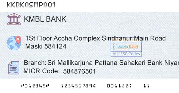Kotak Mahindra Bank Limited Sri Mallikarjuna Pattana Sahakari Bank NiyamitaBranch 
