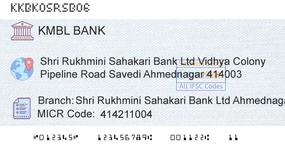 Kotak Mahindra Bank Limited Shri Rukhmini Sahakari Bank Ltd AhmednagarBranch 