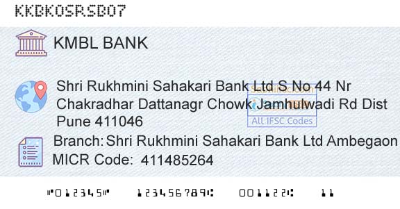 Kotak Mahindra Bank Limited Shri Rukhmini Sahakari Bank Ltd AmbegaonBranch 