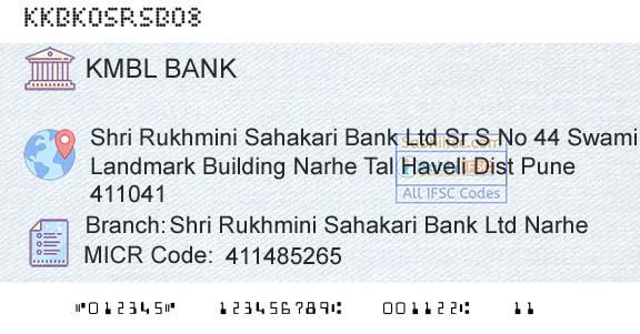 Kotak Mahindra Bank Limited Shri Rukhmini Sahakari Bank Ltd NarheBranch 