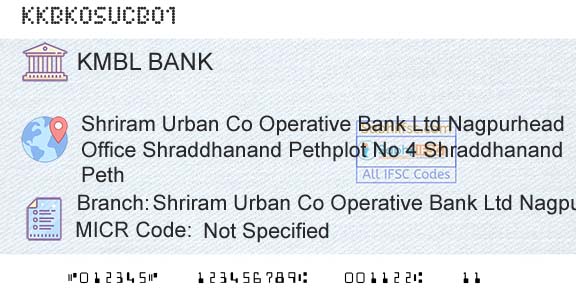 Kotak Mahindra Bank Limited Shriram Urban Co Operative Bank Ltd Nagpur Head OfBranch 