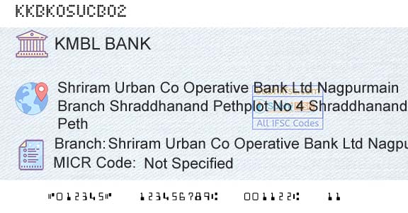 Kotak Mahindra Bank Limited Shriram Urban Co Operative Bank Ltd Nagpur Main BrBranch 