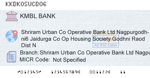 Kotak Mahindra Bank Limited Shriram Urban Co Operative Bank Ltd Nagpur GodhniBranch 