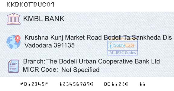 Kotak Mahindra Bank Limited The Bodeli Urban Cooperative Bank LtdBranch 