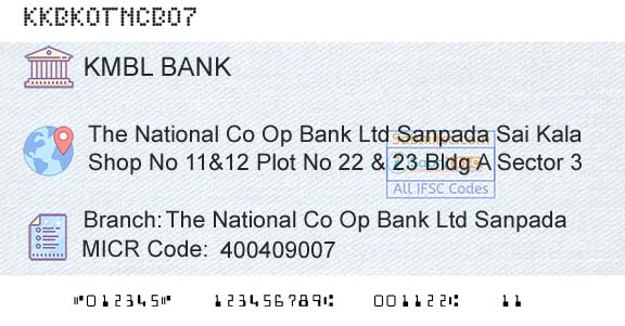Kotak Mahindra Bank Limited The National Co Op Bank Ltd SanpadaBranch 