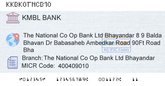 Kotak Mahindra Bank Limited The National Co Op Bank Ltd BhayandarBranch 