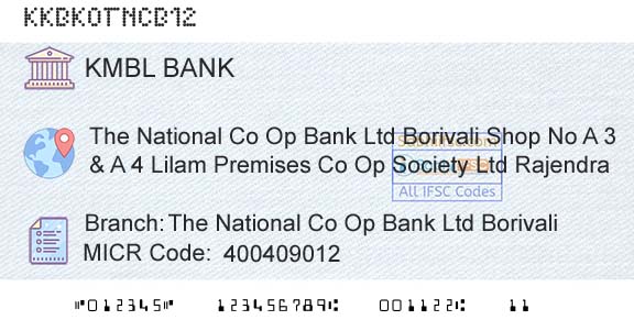 Kotak Mahindra Bank Limited The National Co Op Bank Ltd BorivaliBranch 