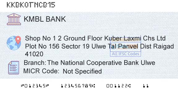 Kotak Mahindra Bank Limited The National Cooperative Bank UlweBranch 
