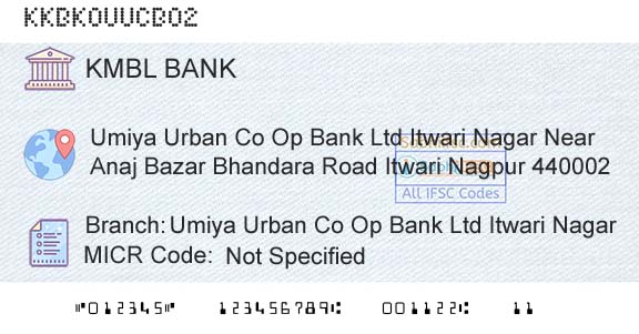 Kotak Mahindra Bank Limited Umiya Urban Co Op Bank Ltd Itwari NagarBranch 