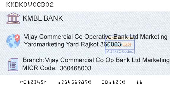 Kotak Mahindra Bank Limited Vijay Commercial Co Op Bank Ltd Marketing YardBranch 