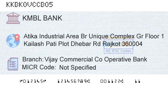 Kotak Mahindra Bank Limited Vijay Commercial Co Operative BankBranch 