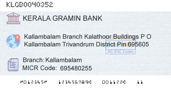 Kerala Gramin Bank KallambalamBranch 