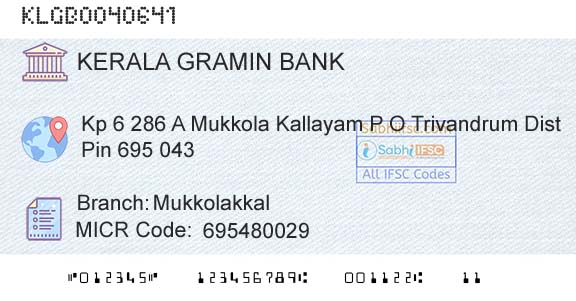 Kerala Gramin Bank MukkolakkalBranch 